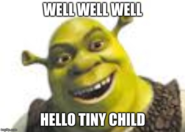 Pedo Shrek | WELL WELL WELL; HELLO TINY CHILD | image tagged in meme | made w/ Imgflip meme maker