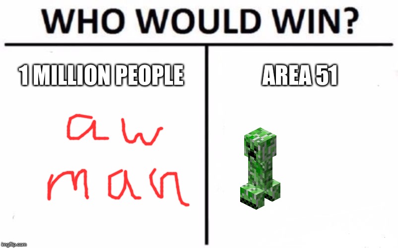 Who Would Win? | 1 MILLION PEOPLE; AREA 51 | image tagged in memes,who would win | made w/ Imgflip meme maker