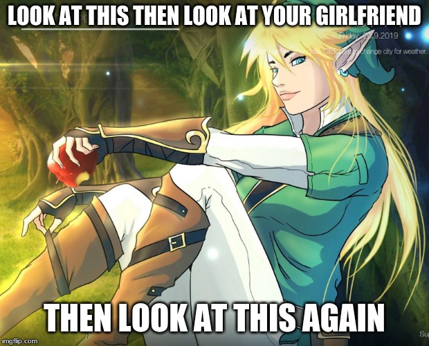 Zelda | LOOK AT THIS THEN LOOK AT YOUR GIRLFRIEND; THEN LOOK AT THIS AGAIN | image tagged in legend of zelda | made w/ Imgflip meme maker