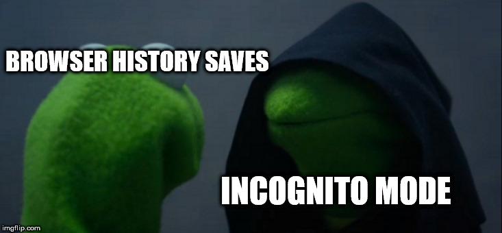 Evil Kermit Meme | BROWSER HISTORY SAVES; INCOGNITO MODE | image tagged in memes,evil kermit | made w/ Imgflip meme maker