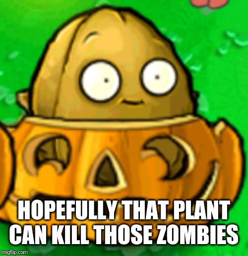 PVZ template | HOPEFULLY THAT PLANT CAN KILL THOSE ZOMBIES | image tagged in pvz template | made w/ Imgflip meme maker