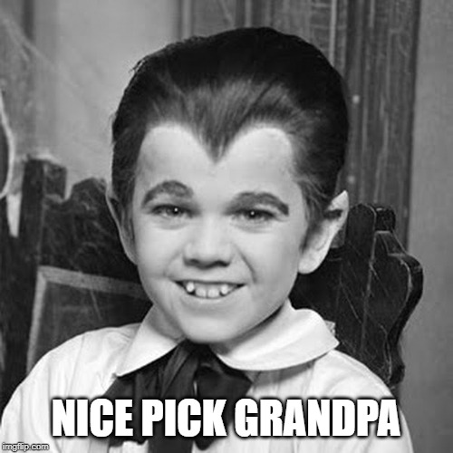 Eddie Munster | NICE PICK GRANDPA | image tagged in eddie munster | made w/ Imgflip meme maker