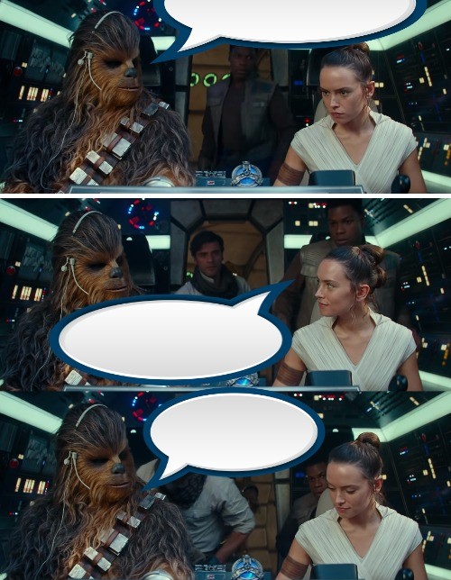 High Quality STAR WARS Chewbacca talk Chewie 3 frames Blank Meme Template