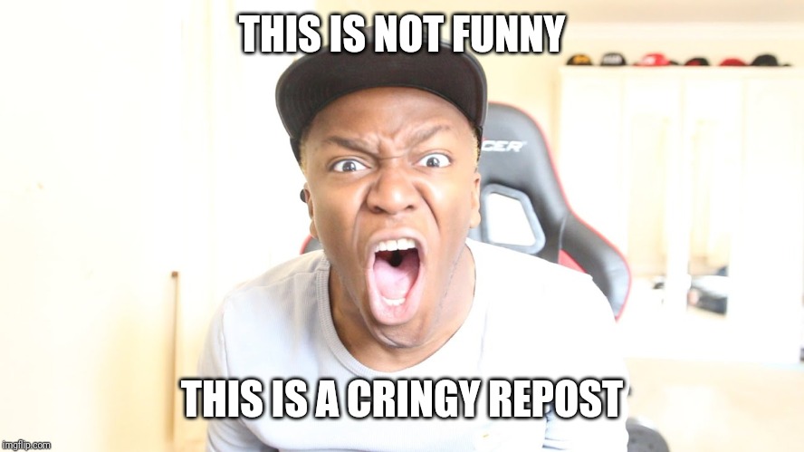 That's not funny... | THIS IS NOT FUNNY; THIS IS A CRINGY REPOST | image tagged in memes,repost,ksi,cringe,rage,not funny | made w/ Imgflip meme maker