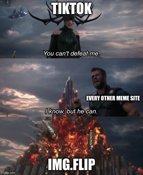 You can't deat me Thor | TIKTOK; EVERY OTHER MEME SITE; IMG.FLIP | image tagged in you can't deat me thor | made w/ Imgflip meme maker