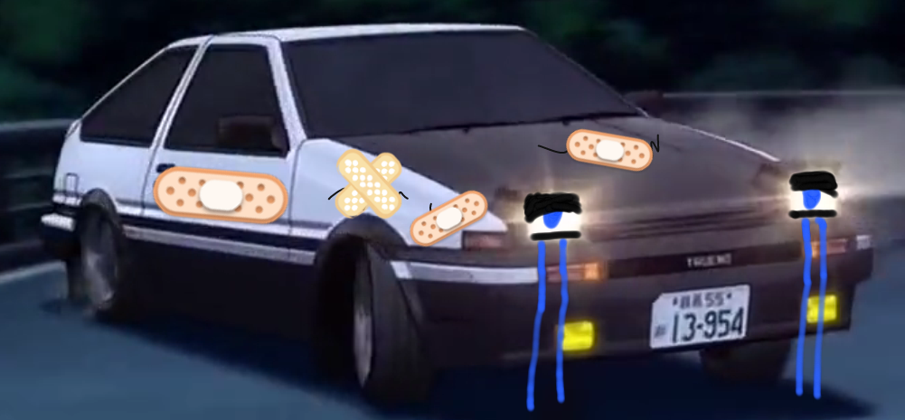 Crying AE86 (Initial D) Blank Meme Template
