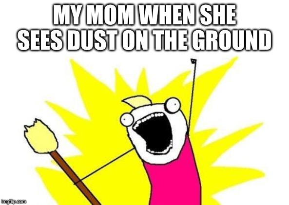 X All The Y | MY MOM WHEN SHE SEES DUST ON THE GROUND | image tagged in memes,x all the y | made w/ Imgflip meme maker