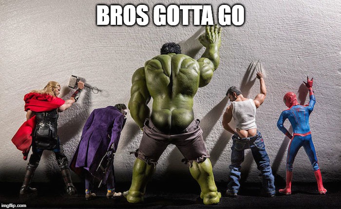 On the Wall | BROS GOTTA GO | image tagged in superheroes | made w/ Imgflip meme maker