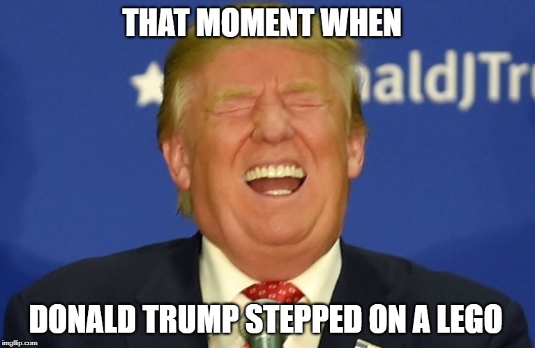 That moment when donald trump stepped on a lego | THAT MOMENT WHEN; DONALD TRUMP STEPPED ON A LEGO | image tagged in donald trump,memes,lego | made w/ Imgflip meme maker