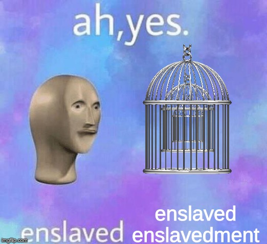 Ah Yes enslaved | enslaved enslavedment | image tagged in ah yes enslaved | made w/ Imgflip meme maker