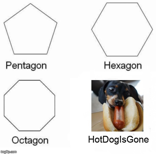 Pentagon Hexagon Octagon Meme | HotDogIsGone | image tagged in memes,pentagon hexagon octagon | made w/ Imgflip meme maker