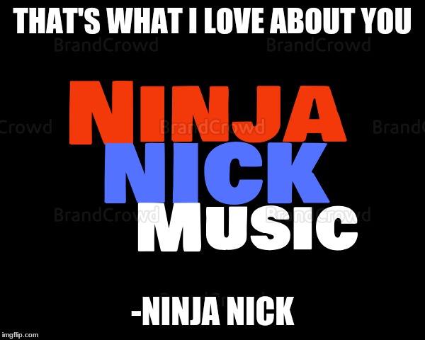 THAT'S WHAT I LOVE ABOUT YOU; -NINJA NICK | image tagged in song title | made w/ Imgflip meme maker