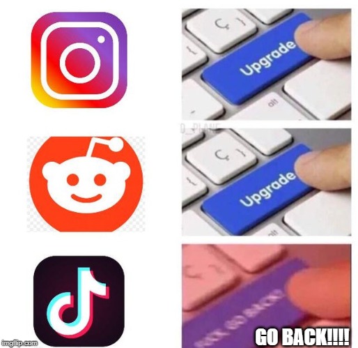 TIK TOC IS BAD | GO BACK!!!! | image tagged in tik toc is bad | made w/ Imgflip meme maker