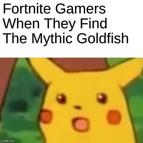 Surprised Pikachu Meme | Fortnite Gamers When They Find The Mythic Goldfish | image tagged in memes,surprised pikachu | made w/ Imgflip meme maker