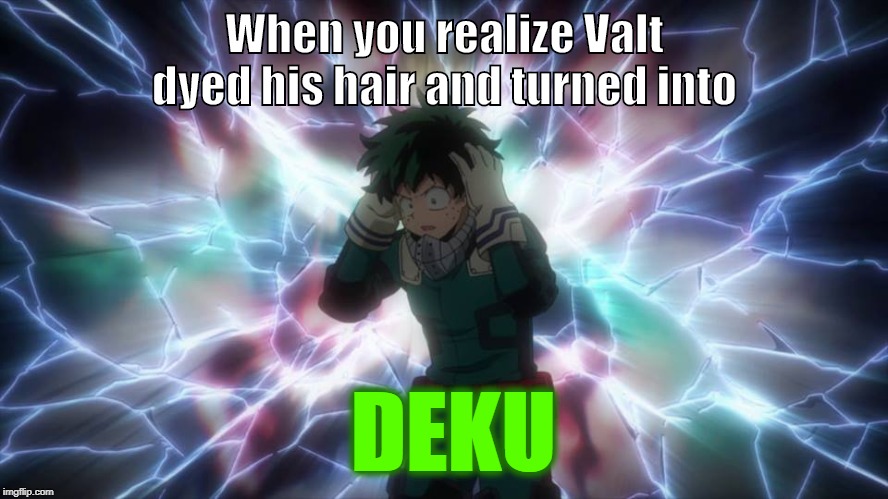 bnha realization | When you realize Valt dyed his hair and turned into; DEKU | image tagged in bnha realization | made w/ Imgflip meme maker