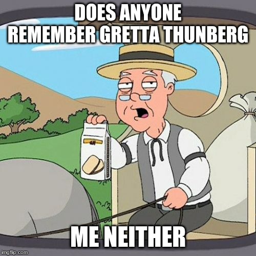 Pepperidge Farm Remembers |  DOES ANYONE REMEMBER GRETTA THUNBERG; ME NEITHER | image tagged in memes,pepperidge farm remembers | made w/ Imgflip meme maker
