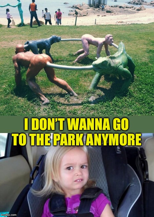 I have no words | I DON’T WANNA GO TO THE PARK ANYMORE | image tagged in wtf girl,memes,funny,awkward,what is this | made w/ Imgflip meme maker
