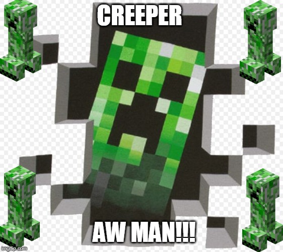 Minecraft Creeper | CREEPER; AW MAN!!! | image tagged in minecraft creeper | made w/ Imgflip meme maker