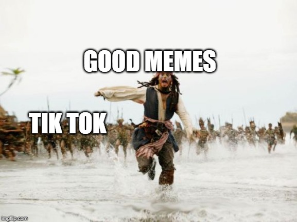 Jack Sparrow Being Chased Meme | GOOD MEMES; TIK TOK | image tagged in memes,jack sparrow being chased | made w/ Imgflip meme maker