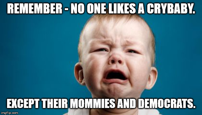 Crying Baby | REMEMBER - NO ONE LIKES A CRYBABY. EXCEPT THEIR MOMMIES AND DEMOCRATS. | image tagged in cry,baby,democrats | made w/ Imgflip meme maker
