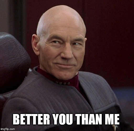 Picard confident  | BETTER YOU THAN ME | image tagged in picard confident | made w/ Imgflip meme maker