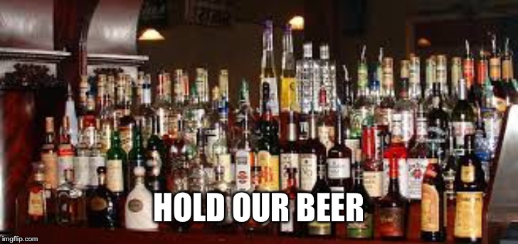 Booze Meme | HOLD OUR BEER | image tagged in booze meme | made w/ Imgflip meme maker