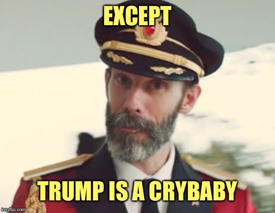 Captain Obvious | EXCEPT TRUMP IS A CRYBABY | image tagged in captain obvious | made w/ Imgflip meme maker