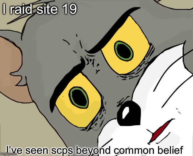 Unsettled Tom Meme | I raid site 19 I’ve seen scps beyond common belief | image tagged in memes,unsettled tom | made w/ Imgflip meme maker