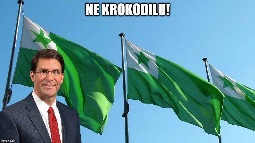 Mark Esper - Ne krokodilu! | NE KROKODILU! | image tagged in esperanto,mark esper,mark esperanto,krokodilu | made w/ Imgflip meme maker