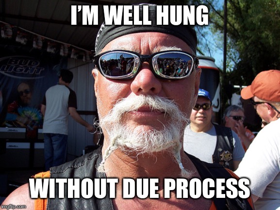 Tough Guy Wanna Be Meme | I’M WELL HUNG WITHOUT DUE PROCESS | image tagged in memes,tough guy wanna be | made w/ Imgflip meme maker