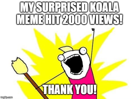 X All The Y | MY SURPRISED KOALA MEME HIT 2000 VIEWS! THANK YOU! | image tagged in memes,x all the y | made w/ Imgflip meme maker