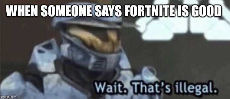 Wait that’s illegal | WHEN SOMEONE SAYS FORTNITE IS GOOD | image tagged in wait thats illegal | made w/ Imgflip meme maker