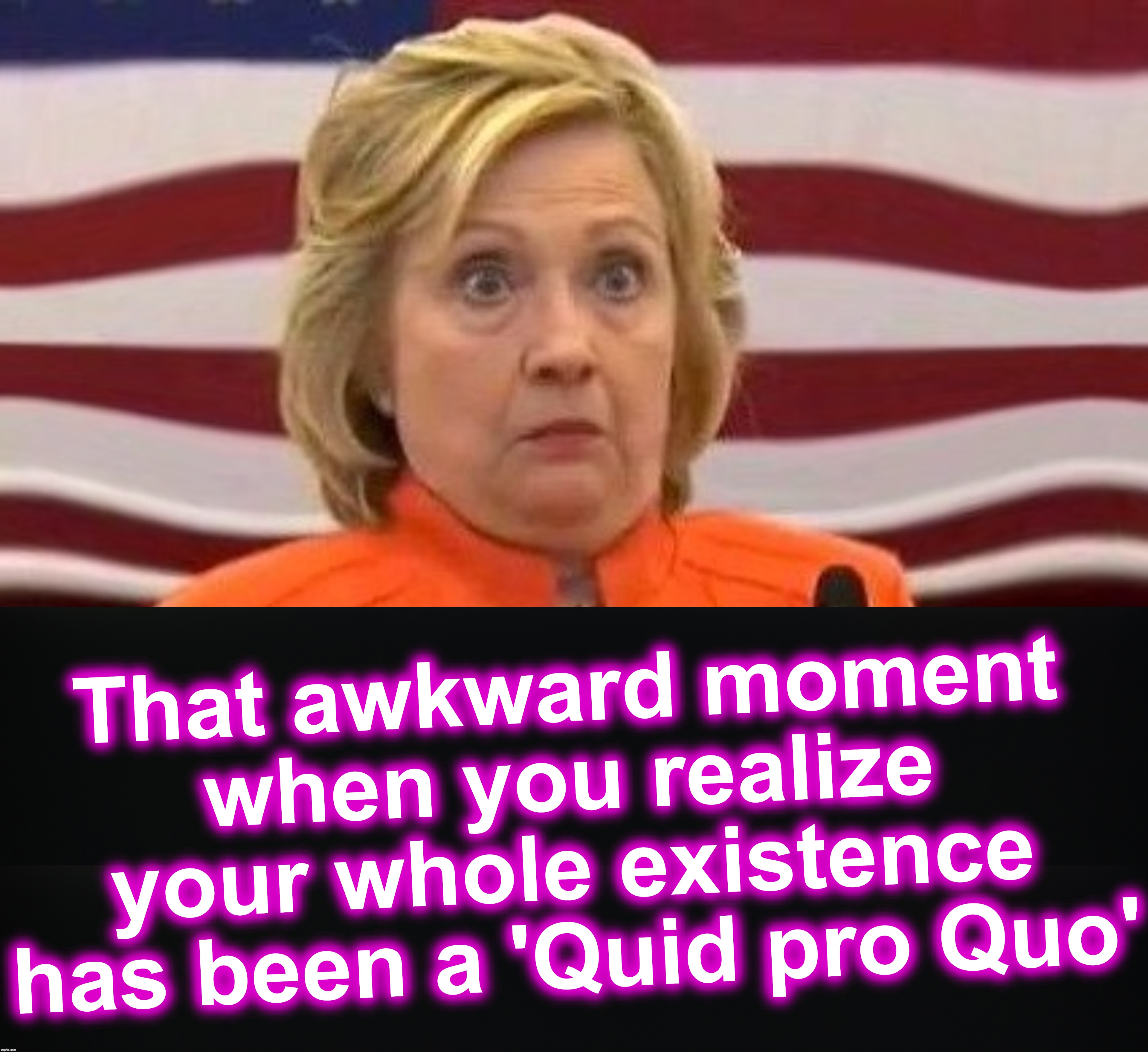 Squid pro Roe | That awkward moment when you realize your whole existence has been a 'Quid pro Quo' | image tagged in hillary | made w/ Imgflip meme maker