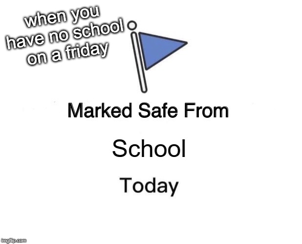 Marked Safe From Meme | when you have no school on a friday; School | image tagged in memes,marked safe from | made w/ Imgflip meme maker
