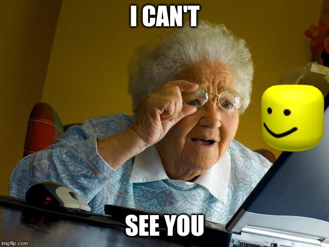 I can't see you | I CAN'T; SEE YOU | image tagged in memes,grandma finds the internet | made w/ Imgflip meme maker