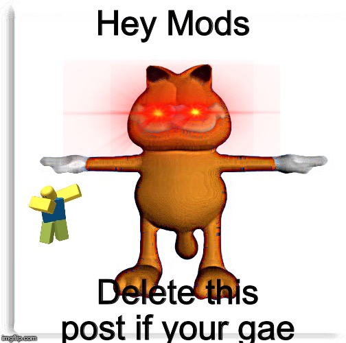 garfield tpose | Hey Mods; Delete this post if your gae | image tagged in garfield tpose | made w/ Imgflip meme maker