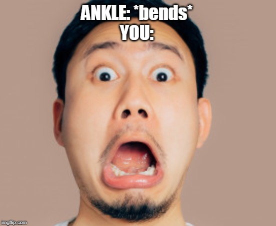 When your ankle bends | ANKLE: *bends* 
YOU: | image tagged in man in pain,ankles,shocked,broken bone | made w/ Imgflip meme maker