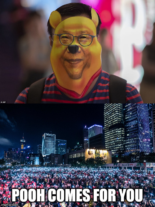 POOH COMES FOR YOU | image tagged in hong kong protests,pooh | made w/ Imgflip meme maker