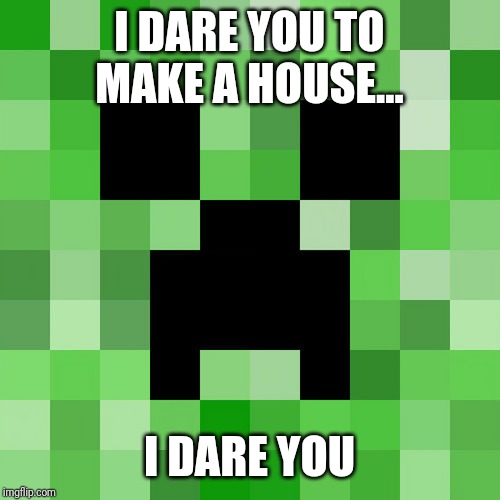 Scumbag Minecraft Meme | I DARE YOU TO MAKE A HOUSE... I DARE YOU | image tagged in memes,scumbag minecraft | made w/ Imgflip meme maker