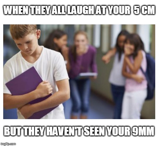 THEY ARE ALL GONNA SEE IT | WHEN THEY ALL LAUGH AT YOUR  5 CM; BUT THEY HAVEN'T SEEN YOUR 9MM | image tagged in school,dark humor | made w/ Imgflip meme maker
