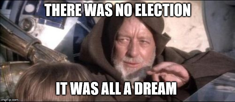 Election | THERE WAS NO ELECTION; IT WAS ALL A DREAM | image tagged in memes,these arent the droids you were looking for,election | made w/ Imgflip meme maker