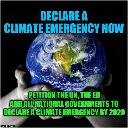 mother earth | DECLARE A CLIMATE EMERGENCY NOW; PETITION THE UN, THE EU AND ALL NATIONAL GOVERNMENTS TO DECLARE A CLIMATE EMERGENCY BY 2020 | image tagged in mother earth | made w/ Imgflip meme maker