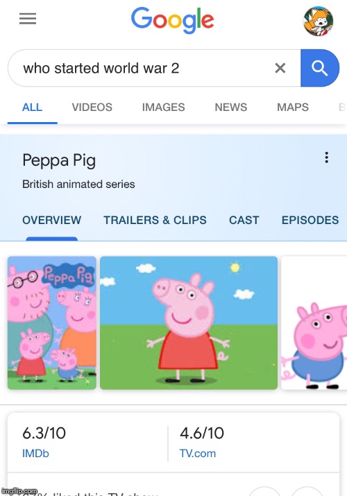 Oh no... | image tagged in peppa pig,who started ww2 | made w/ Imgflip meme maker