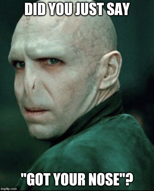 Voldemort |  DID YOU JUST SAY; "GOT YOUR NOSE"? | image tagged in voldemort | made w/ Imgflip meme maker