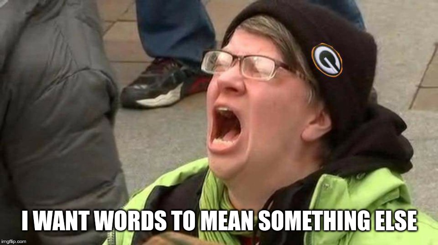 Screaming protester | I WANT WORDS TO MEAN SOMETHING ELSE | image tagged in screaming protester | made w/ Imgflip meme maker