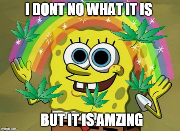 Imagination Spongebob | I DONT NO WHAT IT IS; BUT IT IS AMZING | image tagged in memes,imagination spongebob | made w/ Imgflip meme maker