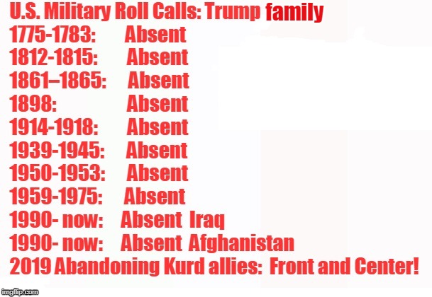 Fall in for Roll Call | family | image tagged in trump,military service,trump family,kurds | made w/ Imgflip meme maker
