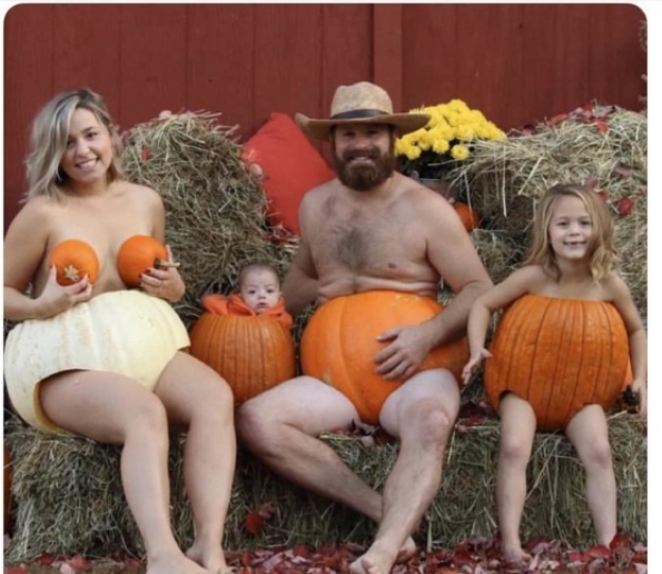 family in pumpkins Blank Meme Template