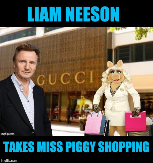 The couple becoming known as " Liggy " | LIAM NEESON; TAKES MISS PIGGY SHOPPING | image tagged in memes,liam neeson,miss piggy,frontpage | made w/ Imgflip meme maker