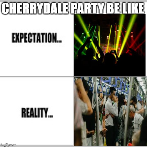 Expectation vs Reality | CHERRYDALE PARTY BE LIKE | image tagged in expectation vs reality | made w/ Imgflip meme maker